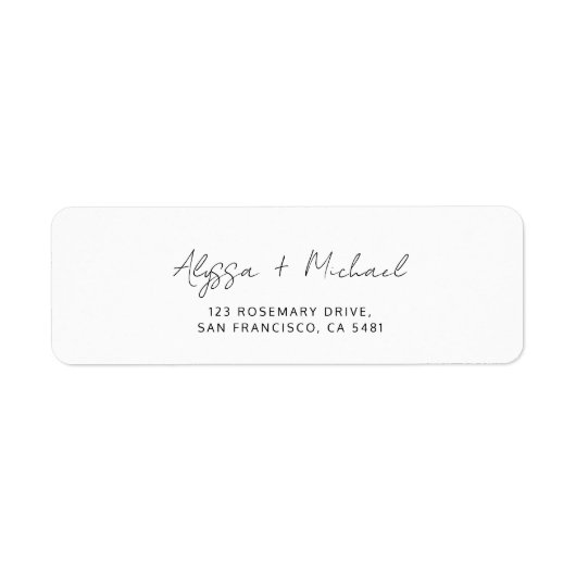 Chic Minimalist Handwriting Script Wedding Address Etiket (Voorkant)