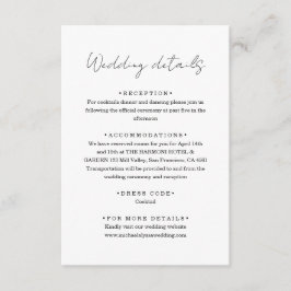 Chic Minimalist Handwriting Script Wedding Details Informatiekaartje