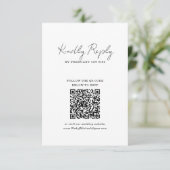 Chic Minimalist Handwriting Script Wedding QR Code RSVP Kaartje (Staand voorkant)