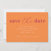 Chic Minimalist Magenta Roze Oranje bruiloft opsla Save The Date (Voorkant)