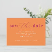 Chic Minimalist Magenta Roze Oranje bruiloft opsla Save The Date (Staand voorkant)