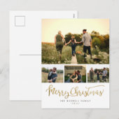 Chic Minimalist Merry Christmas 4 Photo Collage Feestdagenkaart (Voorkant / Achterkant)