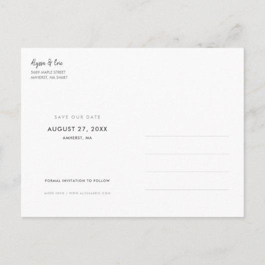 Chic Minimalist Modern Photo Save the Date Invite Aankondigingskaart (Achterkant)