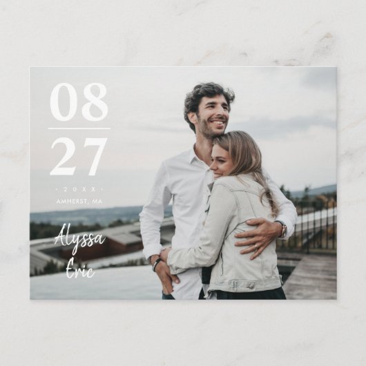 Chic Minimalist Modern Photo Save the Date Invite Aankondigingskaart (Voorkant)