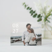 Chic Minimalist Modern Photo Save the Date Invite Aankondigingskaart (Staand voorkant)