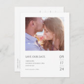 Chic Minimalist Modern Photo Wedding Save the Date Aankondigingskaart (Voorkant / Achterkant)