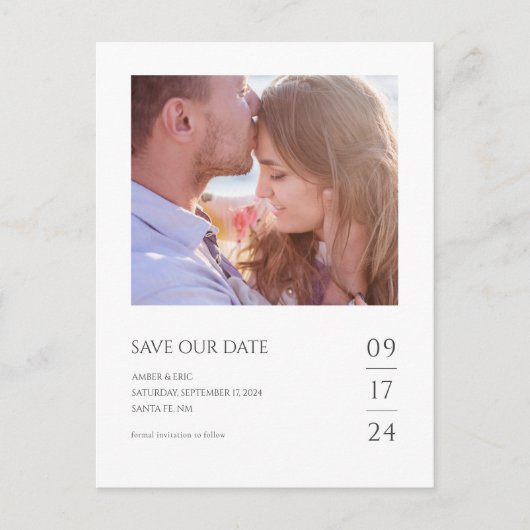 Chic Minimalist Modern Photo Wedding Save the Date Aankondigingskaart (Voorkant)