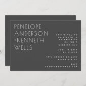 Chic Minimalist Modern Wedding Black Horizontal Bl Kaart (Voorkant / Achterkant)