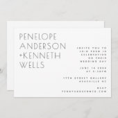 Chic Minimalist Modern Wedding White Horizontal Kaart (Voorkant / Achterkant)