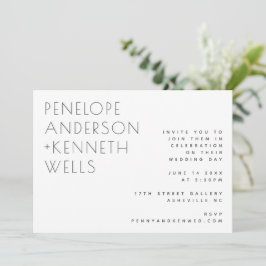 Chic Minimalist Modern Wedding White Horizontal Kaart