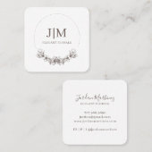 Chic minimalist Monogram Florist Vierkante Visitekaartje (Voorkant / Achterkant)