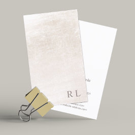 Chic Minimalist Monogram Ivory White Marble Visitekaartje