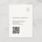 Chic Minimalist Monogram QR Wedding Website Informatiekaartje (Voorkant)
