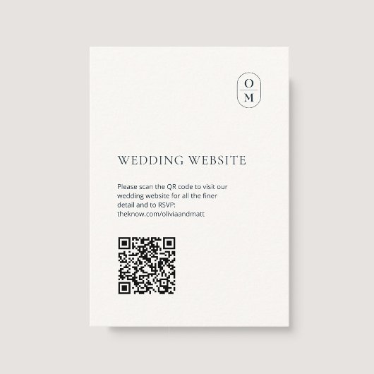 Chic Minimalist Monogram QR Wedding Website Informatiekaartje