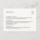 Chic Minimalist Monogram Wedding Details Enclosure Informatiekaartje (Voorkant)