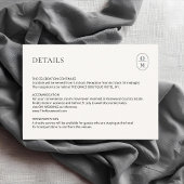 Chic Minimalist Monogram Wedding Details Enclosure Informatiekaartje