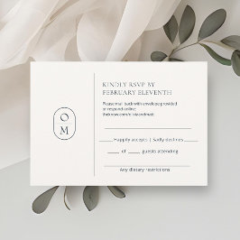 Chic Minimalist Monogram Wedding RSVP Kaartje