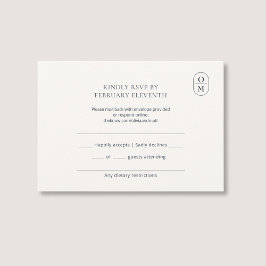 Chic Minimalist Monogram Wedding RSVP Kaartje