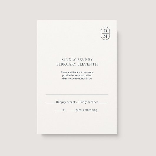 Chic Minimalist Monogram Wedding RSVP Kaartje