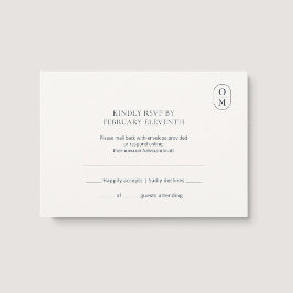 Chic Minimalist Monogram Wedding RSVP Kaartje