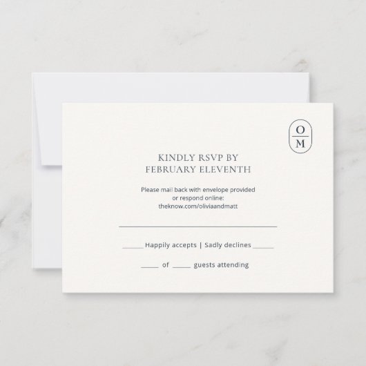 Chic Minimalist Monogram Wedding RSVP Kaartje (Voorkant)