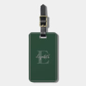 Chic Minimalist Monogrammed Green Bagagelabel (Voorkant verticaal)