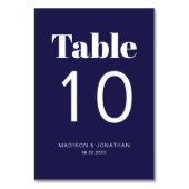 Chic Minimalist Navy Blauw Trouwtafel Nummer Kaart (Achterkant)