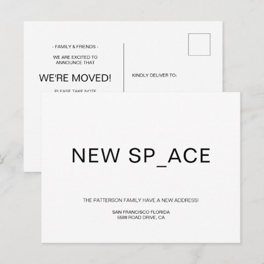 Chic Minimalist New Home Moving Aankondigingskaart (Voorkant / Achterkant)