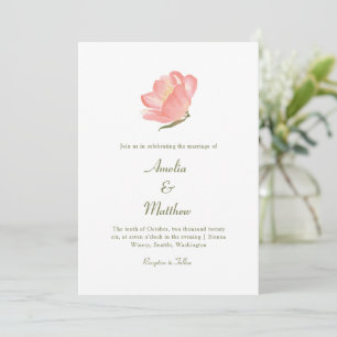 Chic Minimalist Pink Waterverf Floral Wedding Kaart