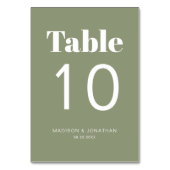 Chic Minimalist Sage Green Trouwtafel Nummer Kaart (Achterkant)