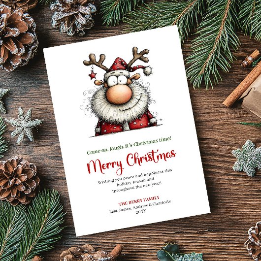 Chic Minimalist Santa Funny Christmas Greeting Feestdagenkaart