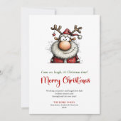 Chic Minimalist Santa Funny Christmas Greeting Feestdagenkaart (Voorkant)
