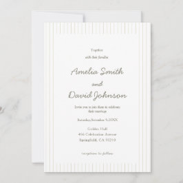 Chic Minimalist Stripe Green Wedding Invitation  Kaart