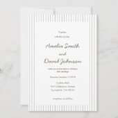 Chic Minimalist Stripe Green Wedding Invitation  Kaart (Voorkant)