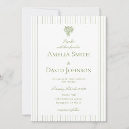 Chic Minimalist Stripe Green Wedding Invitation  Kaart