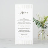 Chic Minimalist Stripe Green Wedding Menu (Staand voorkant)