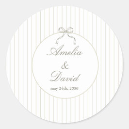 Chic Minimalist Stripe Green Wedding  Ronde Sticker
