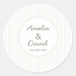Chic Minimalist Stripe Green Wedding  Ronde Sticker