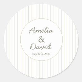 Chic Minimalist Stripe Green Wedding  Ronde Sticker