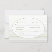 Chic Minimalist Stripe Green Wedding  RSVP Kaartje (Voorkant)