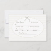 Chic Minimalist Stripe Green Wedding RSVP Kaartje (Voorkant)