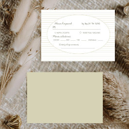 Chic Minimalist Stripe Green Wedding  RSVP Kaartje