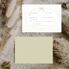 Chic Minimalist Stripe Green Wedding  RSVP Kaartje