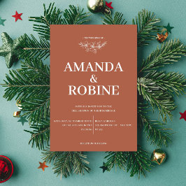 Chic Minimalist Terracotta Huwelijksuitnodiging Kaart