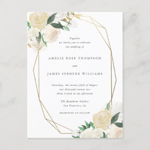 Chic Minimalist Typography Floral Wedding Uitnodiging Briefkaart
