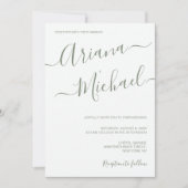 Chic Minimalist Typography Sage green Wedding Kaart (Voorkant)