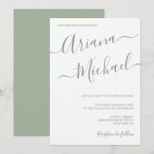 Chic Minimalist Typography Sage green Wedding Kaart (Voorkant / Achterkant)