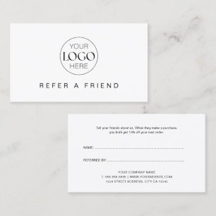 Chic Minimalist Verwijs een vriend Business Logo Aanbevelingskaartje