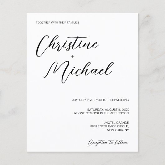 Chic Minimalist Weddenschap Black Simple White (Voorkant)