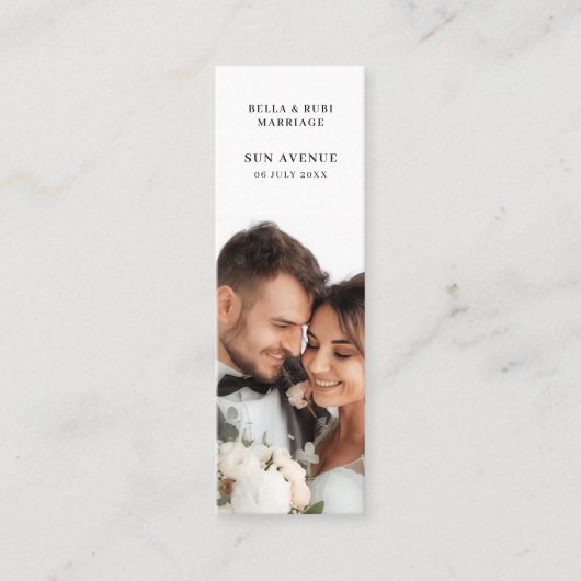 Chic Minimalist Wedding Favor Mini Bookmark Card Visitekaartje (Voorkant)